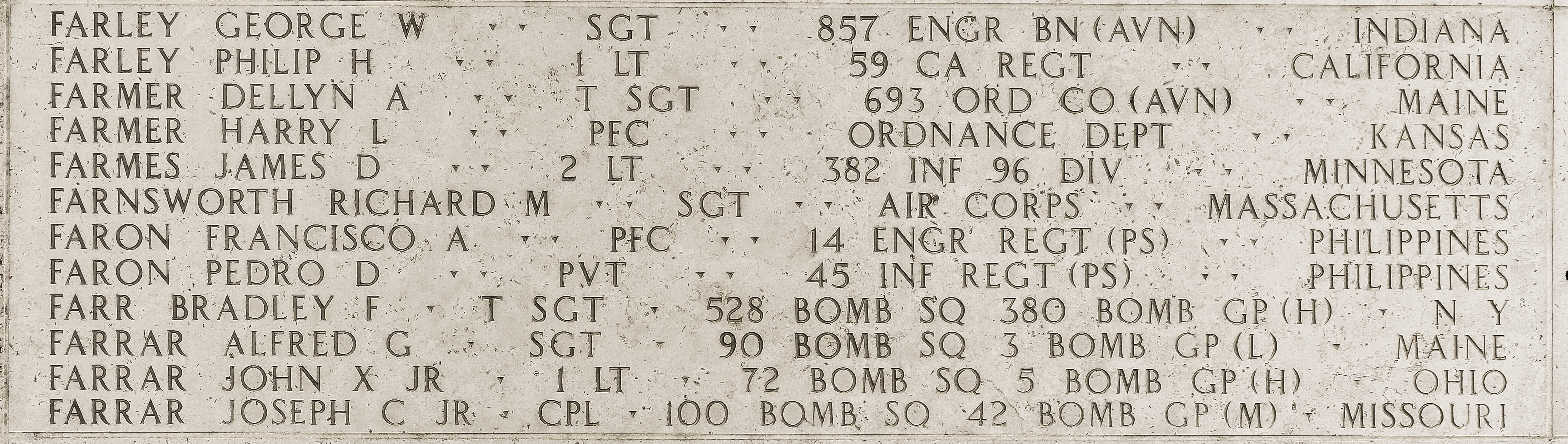 James D. Farmes, Second Lieutenant